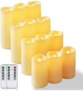 Homemory 12 Pcs Waterproof Flameless LED Candles with Remote &amp; Timer, 4-Size Set (D2.2'' x H4''5'...