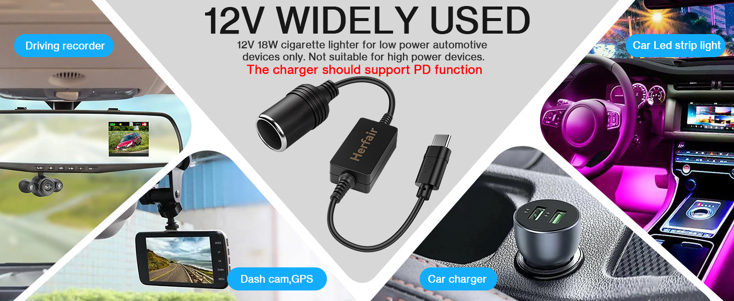 USB C Male to 12V Car Cigarette Lighter