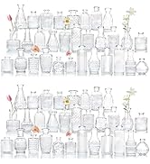 Glass Bud Vase Set of 66 Pcs, Vintage Clear Small Glass Vases for Flowers, Glass Bud Vases in Bul...