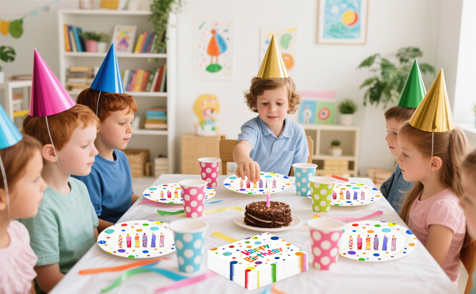 Happy birthday dessert plates and napkins