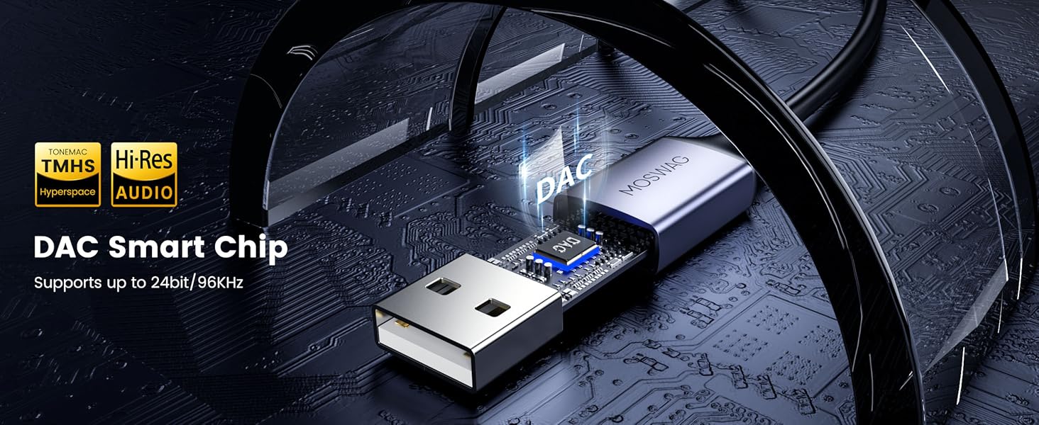 MOSWAG USB Audio Adapter, Stereo Spilitter External Sound Cards