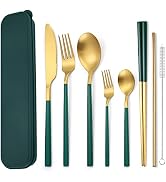 AARAINBOW 6 Pieces Stainless Steel Flatware Set Portable Reusable Cutlery Set Travel Utensils Set...