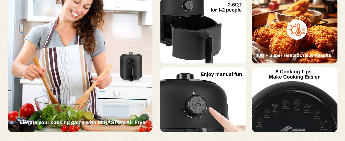 MIRASTON 2.6QT Knob Air Fryer