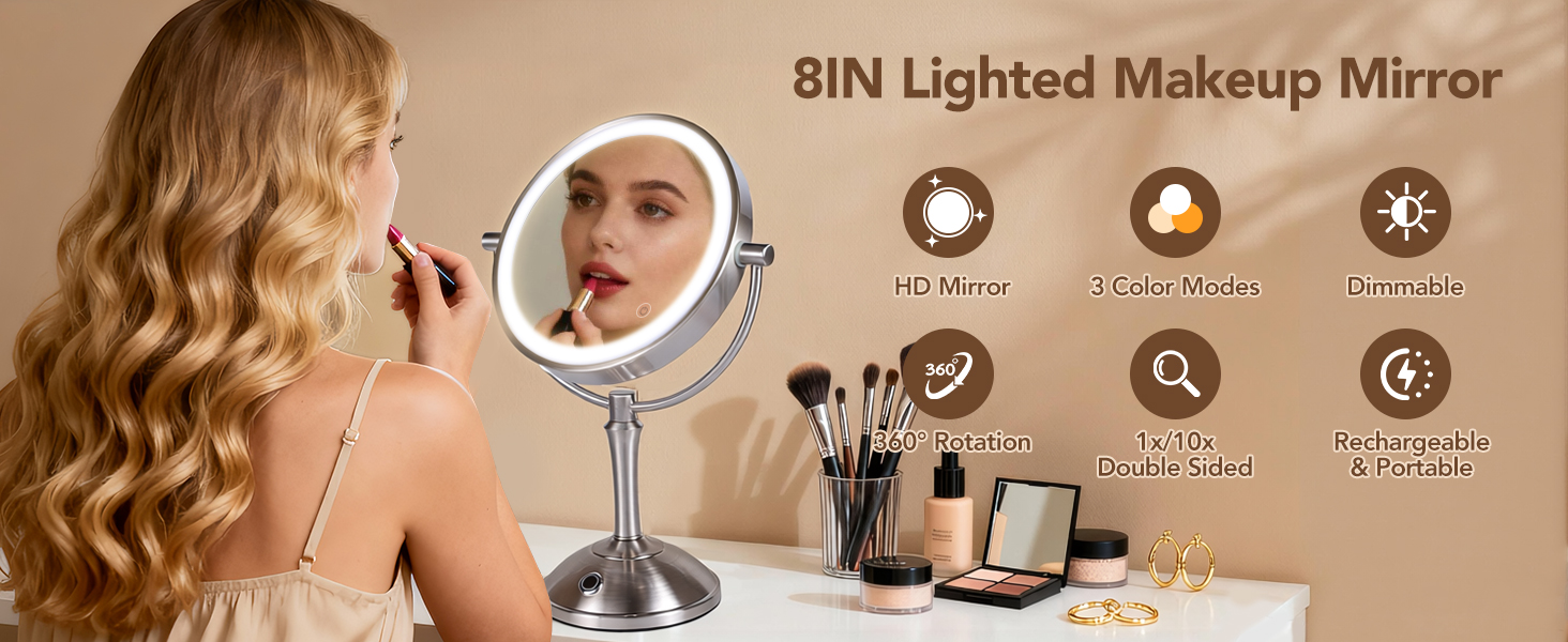 8 In Lighted Makeup Mirror