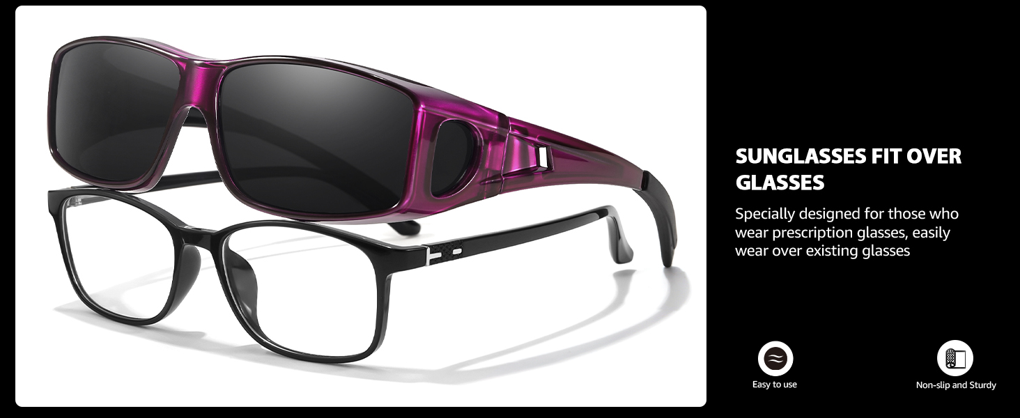 Myiaur Over Glasses Sunglasses for Men Women, Polarized Fit Over Sunglasses UVProtection, Anti Glare