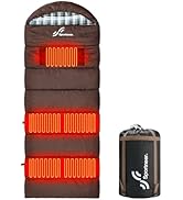 Sportneer Heated Sleeping Bag with 5 Heating Zones, Warm Flannel Cold Weather Sleeping Bag for Ad...