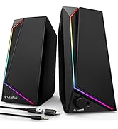 LENRUE Computer Speakers, USB/USB-C Powered PC Speakers with Loud Stereo Sound, Headphone-in for ...
