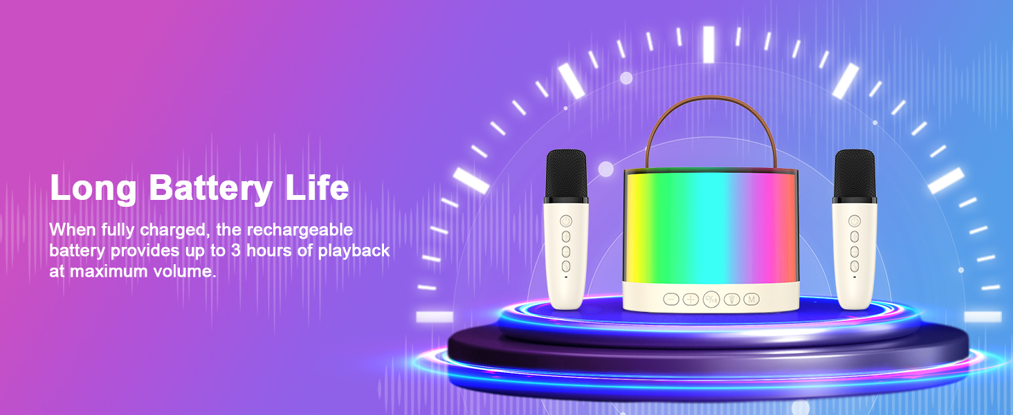 Mini Karaoke Machine, Bluetooth Karaoke Speaker with 2 Wireless Microphones