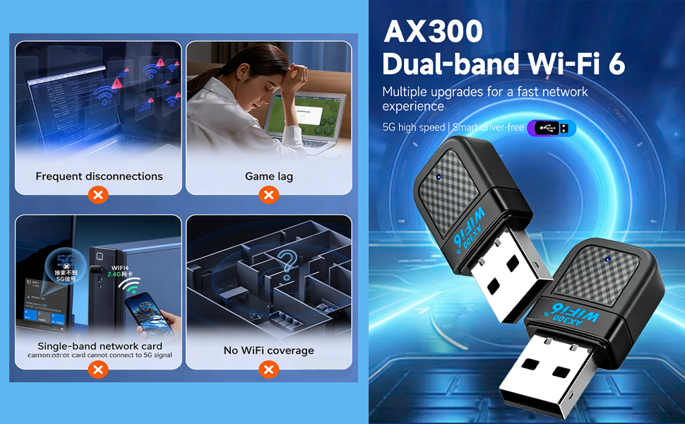 2.4G 5.8G Wireless WiFi Adapter for Laptop