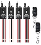Meskliu 12v Remote Control Switch,4 Way Mini Wireless Switch,DC 12V/24V/48V/10A Relay with 328FT ...