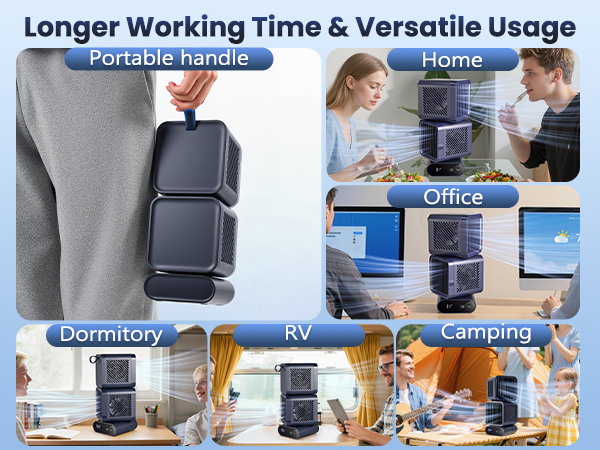 Nauttxon Dual-Head Desk Fan - Rechargeable Desktop Fan for Bedroom Office Home Desk Outdoor