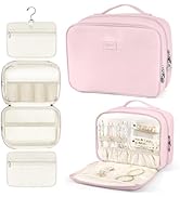 YOPCDJ Hanging Toiletry Bag with Jewelry Organizer,Travel Bag for Toiletries,PU Leather Cosmetic ...