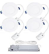 TORCHSTAR Quicklink 5CCT 4 Inch LED Canless Ultra-Thin Recessed Lighting Kit, 120V-277V 4ps 4" CR...