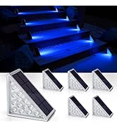 NIORSUN Solar Step Lights,6 Pack Blue LED Outdoor Step Lights, Stair Lights Outdoor for Patio, Fe...