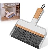 THINKLEARN Mini Dustpan and Brush Set, Portable Broom and Dustpan Combo Set with Bamboo Handle an...