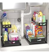 Uninol Under Sink Organizer with Pull-Out Drawers,Kitchen Sink Organizer,2 Tier Bathroom Organize...