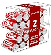 SCAVATA Stackable Refrigerator Organizer, Soda Can Dispenser Pop Cans Container Beverage Holder w...