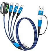 Multi Charging Cable for Apple Watch Charger, 4 in 2 USB A/C Phone Charger Cord with Dual Type-C/...