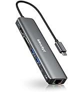 Teleadapt USB C Hub HDMI Ethernet, Type C Hub Multiport Adapter, 7 in 1 USB C Dongle with 4K 60Hz...