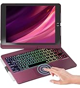 NOKBABO iPad 9th Generation Case with Keyboard 360° Rotatable Touchpad and 7 Color Backlight &amp; Pe...
