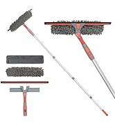 Window Squeegee Cleaning Tool with 63" Long Handle, 14" Streak-Free Blade, Machine Washable Micro...