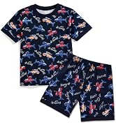 GRPSKCOS Boys Pajamas 2 Piece Kids Short Sleeve Top and Shorts Toddler Kids Shark Summer Sleepwea...