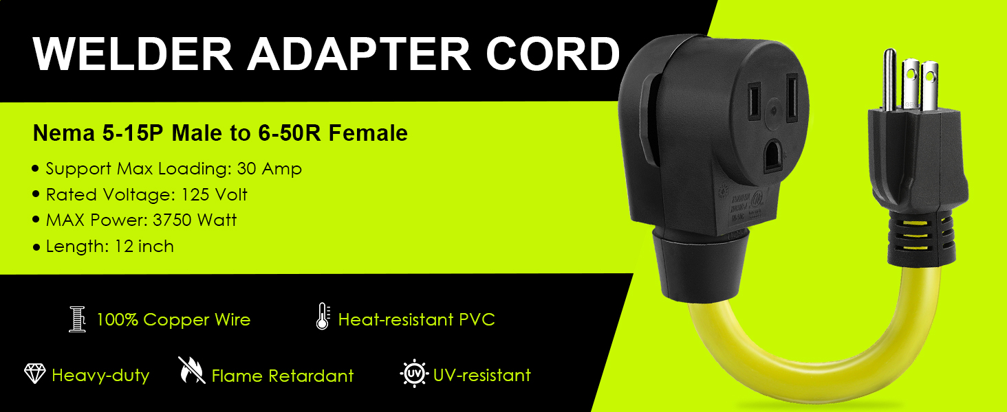 5-15p to 6-50r Welder Adapter Cord