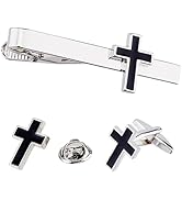 DICOSMETIC 1 Set Tie Clips with Cufflinks and Pin Brooches for Men Including 1Pc Brass Enamel Cro...