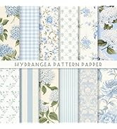 JarThenaAMCS 24 Sheet Light Blue Hydrangea Pattern Paper Spring Summer Floral Scrapbook Specialty...
