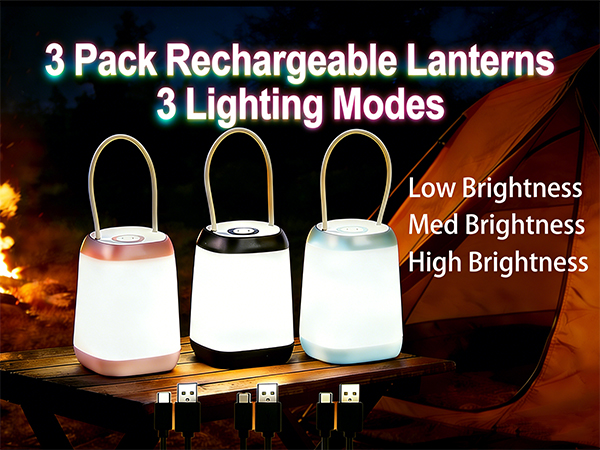 3 Pack Rechargeable LED Camping Light, Camping Lantern