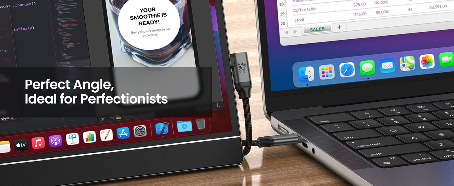 right angle usb c data cable