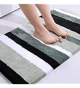 Buganda Microfiber Striped Bathroom Rugs Bath Mat, Extra Thick, Soft and Shaggy, Absorbent, Machi...