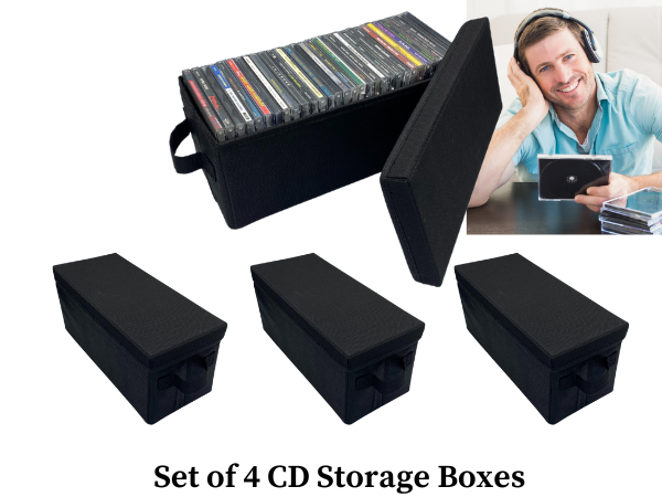 Evelots Set of 4 CD Storage Boxes