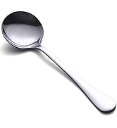 HAPPY KIT Soup Spoons, 8-Piece Premium Soup Spoons Stainless Steel Large Round Spoons, Heavy-Weig...