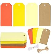 G2PLUS 120PCS Fall Gift Tags-4 Colors Gradient Orange Yellow Gift Tags, Blank Paper Hanging Label...