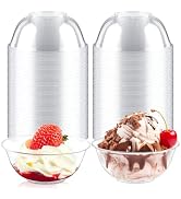 Qeirudu 6 oz Hard Plastic Bowls, 80 Pack Disposable Clear Plastic Dessert Bowls Party Serving Bow...
