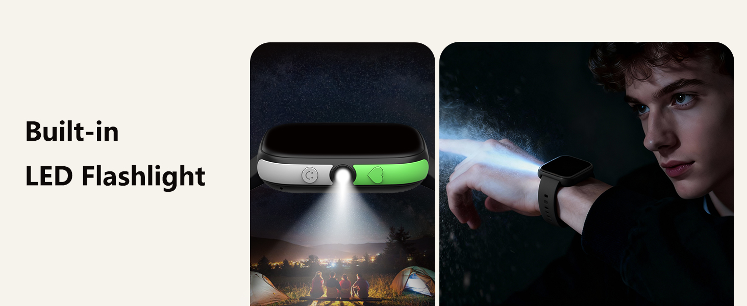 Smart watch with Built-in LED Flashlight