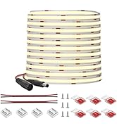 FCOB COB LED Strip Light 32.8FT, 24V High Density 4000K Natural White Dimmable Flexible Light Str...