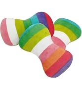 2Pcs Colorful Dog Plush Vocal Toy Rainbow Dog Bone-Shape Chewing Toy Safe for Light Chewers for P...