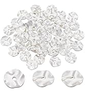 PH PandaHall 50pcs 8mm Flat Round Spacer Beads, Silver Brass Wavy Disc Beads Jewelry Findings Loo...