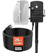 VEVOR Outdoor Power Stake Waterproof, 25 FT Extension Cord, Outdoor Power Strip, Weatherproof wit...