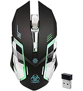 VEGCOO Wireless Gaming Mouse, Silent Wireless Mouse, Rechargeable Computer Mice with Colorful RGB...