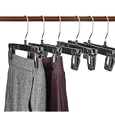 Titan Mall Pants Hangers 30 Pack 10 Inch Black Plastic Skirt Hanger with Non-Slip Big Clips and 3...