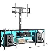 HOOBRO TV Stand with Mount and Power Outlet, LED Entertainment Center with Swivel TV Mount for 32...