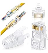 GTZ RJ45 Cat6 Pass Through Connectors and Strain Relief Boots - Pack of 100/100 | EZ to Crimp Mod...