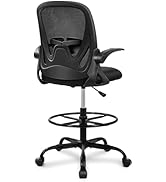 Primy Drafting Chair Tall Office Chair with Flip-up Armrests Executive Ergonomic Computer Standin...