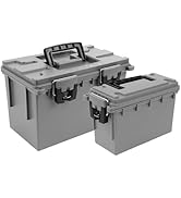 Sheffield 12755 2-Pack Combo Ammo Storage Boxes, .30 Cal and .50 Cal Field Boxes, Water and Dust ...