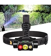 Wurkkos HD50 4000 Lumens Rechargeable Headlamp with Red Light,90CRI Bright LED Headlamp with 6 Mo...