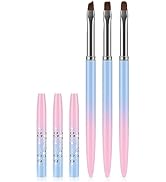 JASSINS Nail Art Clean Up Brushes, 3 Pcs Flat/Oval/Fine Angled Gel Nail Brushes,For Nail Art Desi...