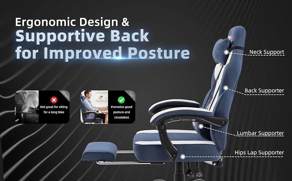 Gaming Chair with Pocket Spring Cushion